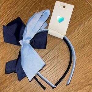 Kids Light Blue and Navy Blue Bow Headband Set